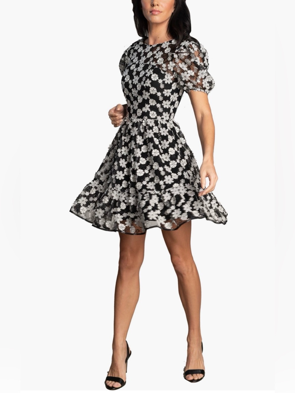 Dress the Population Black and White Floral Lace Girls' Dress